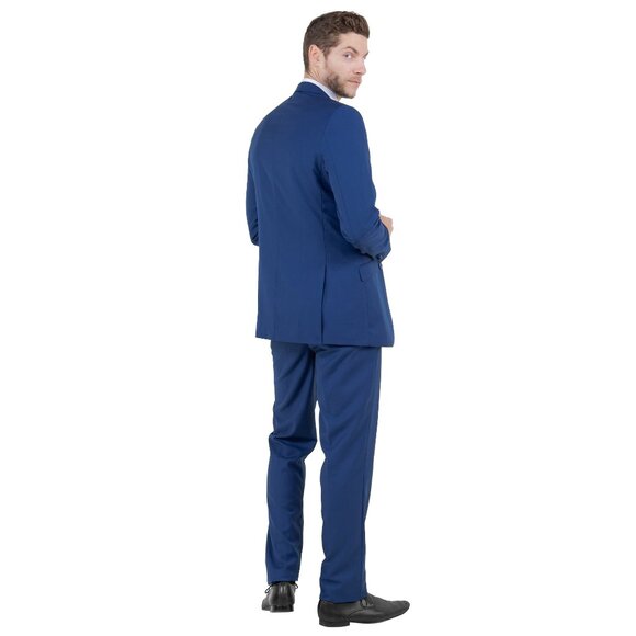 Azzuro's Premium Polyester Slim Fit 2pc Mens Suit, Indigo - Picture 3 of 5